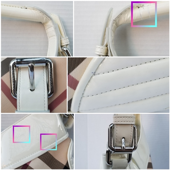 Burberry  Phoebe white /Beige Nova Check PVC and quited Patent Leather Hobo bag - Picture 15 of 16